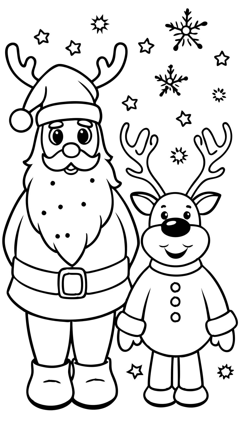 coloring pages of rudolph and santa